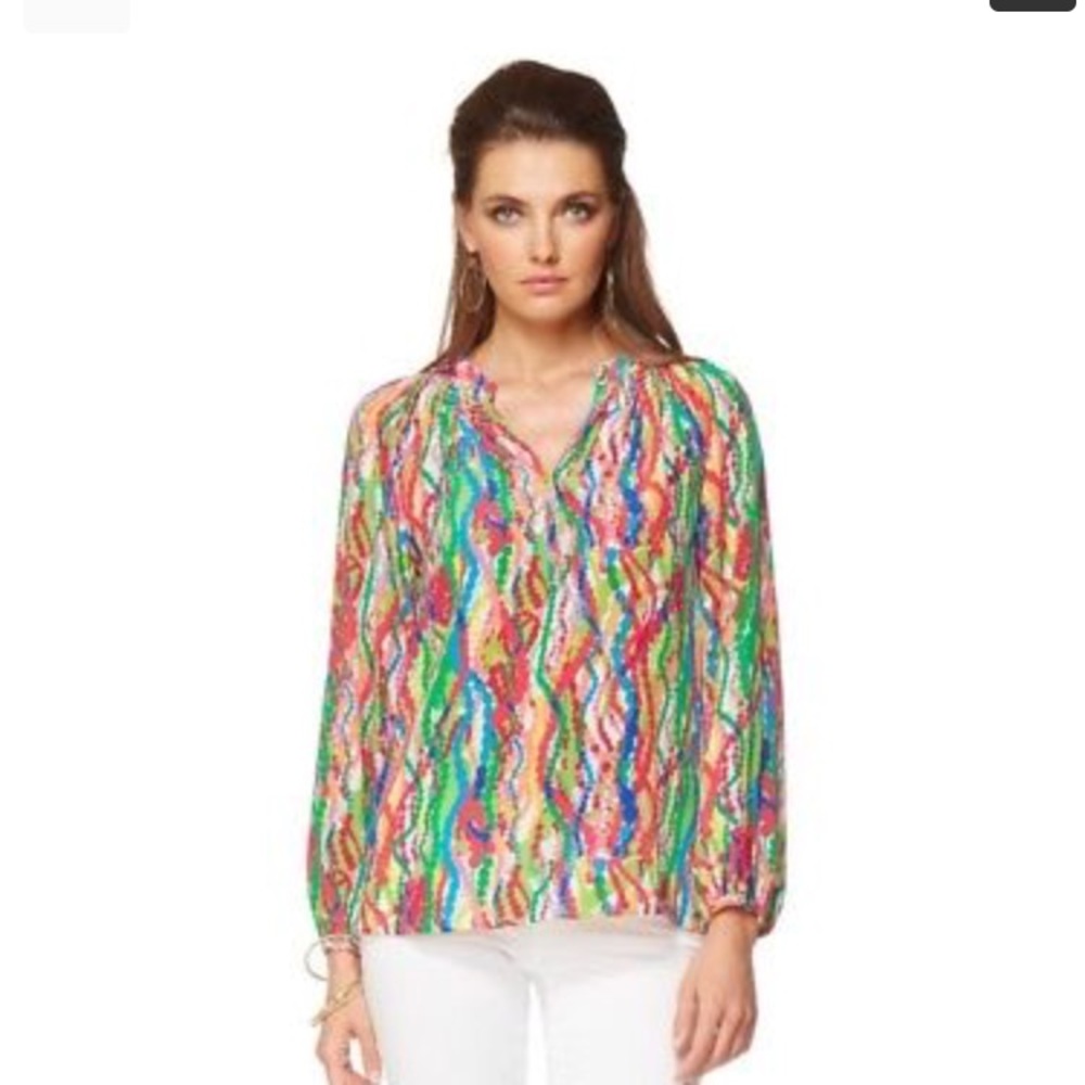 Lilly Pulitzer Dripping Jewels silk Elsa top Sz XS